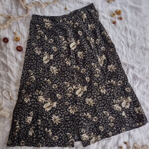 Black And Floral, Vintage Sag Harbor Skirt, 1XL